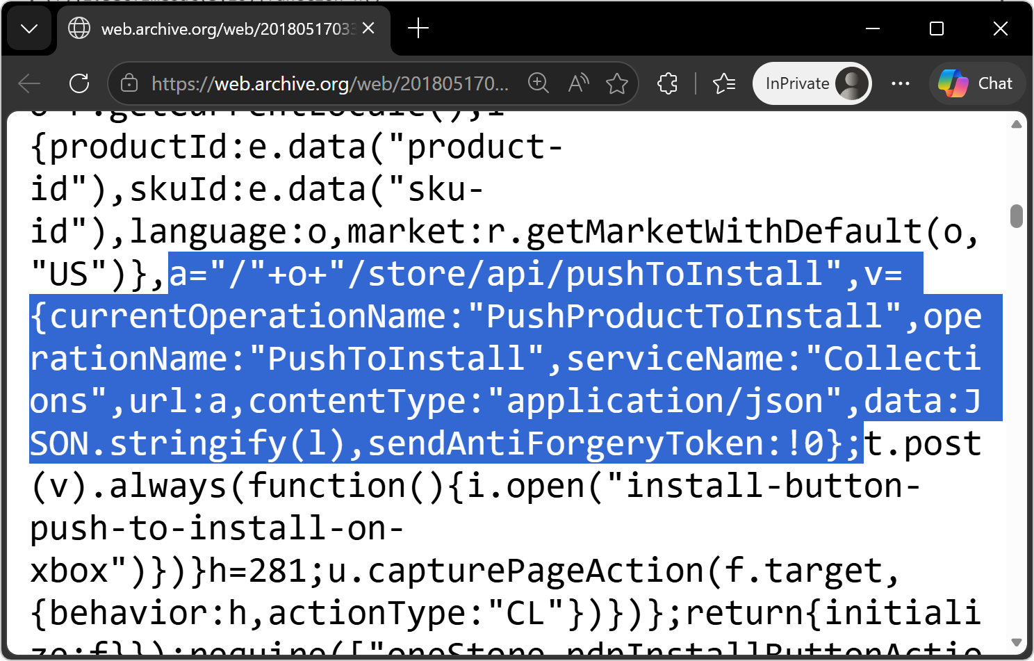 push-to-install-on-xbox branch in the archived Store JS bundle
