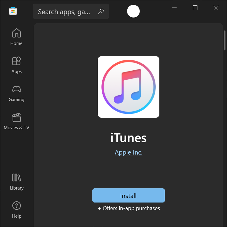 Microsoft Store iTunes page